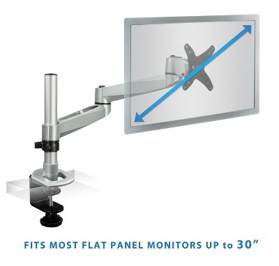 Silver Adjustable Die-Cast Aluminum Single Monitor Desk Mount