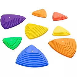 Sunny & Fun Balance Stepping Stones Obstacle Course for Kids | Set of 8 River Stones in 2 Varying Sizes & Steepness | Fun Indoor & Outdoor Toy Helps Build Coordination & Strength (Junior Set)