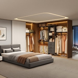 MAYEERTY Gray 96x16x75" High-Capacity Wardrobe Rack - 3 Drawers, Shelves, Expandable Rods, Stylish & Durable - 1 of 4