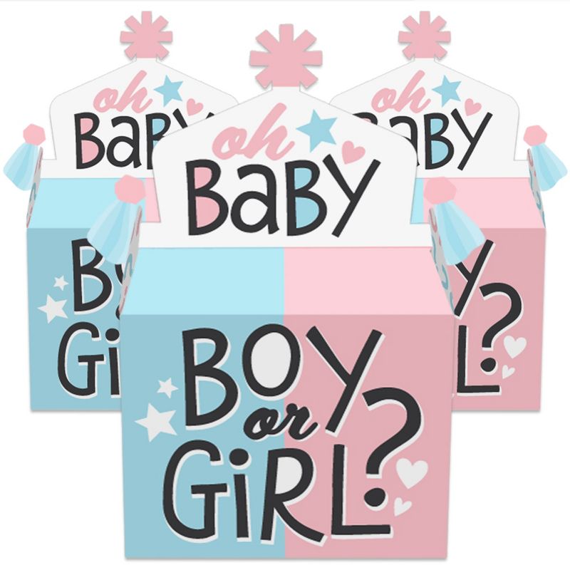 Big Dot of Happiness Baby Gender Reveal - Treat Box Party Favors - Team Boy or Girl Party Goodie Gable Boxes - Set of 12, 2 of 9