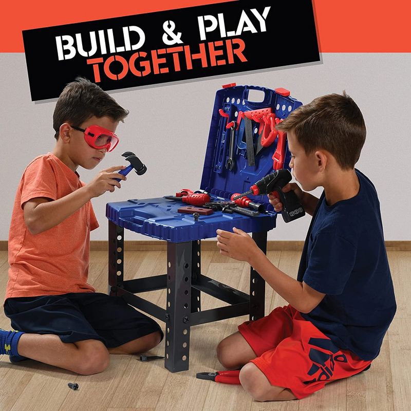 76 Pcs Kids Tool Bench Set, Foldable Toddler Tool Set with Electronic Play Drill, STEM Educational Toy Pretend Play Construction Work Shop - Play22usa, 5 of 12