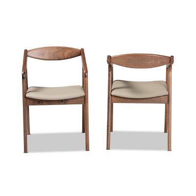 Grey Faux Leather and Cane Wood Arm Chair