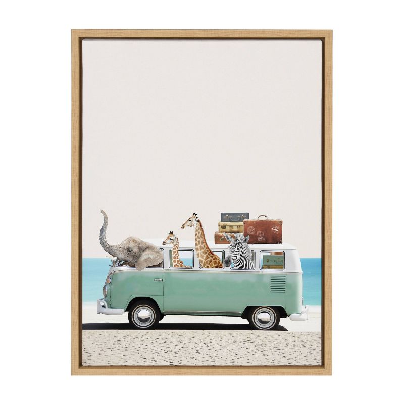 Kate &#38; Laurel All Things Decor 18&#34;x24&#34; Sylvie Summer Animal Adventures Framed Canvas Wall Art by July Art Prints, 1 of 6