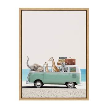 Kate & Laurel All Things Decor 18"x24" Sylvie Summer Animal Adventures Framed Canvas Wall Art by July Art Prints