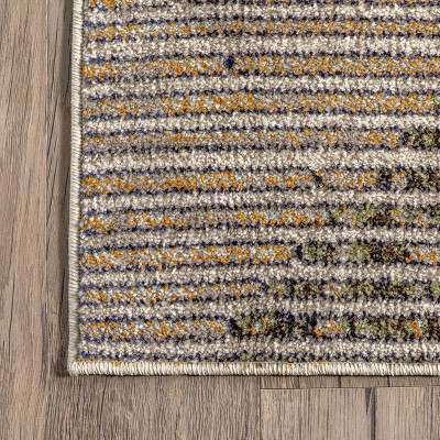 Adrienne Gray and Beige Abstract Synthetic Area Rug