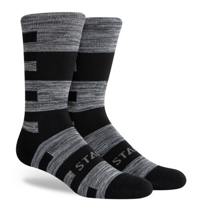 Men's Striped STANCE Class Step Crew Socks - Black/Gray L