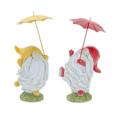 Melrose Dancing Umbrella Gnome Figurine (Set of 2)