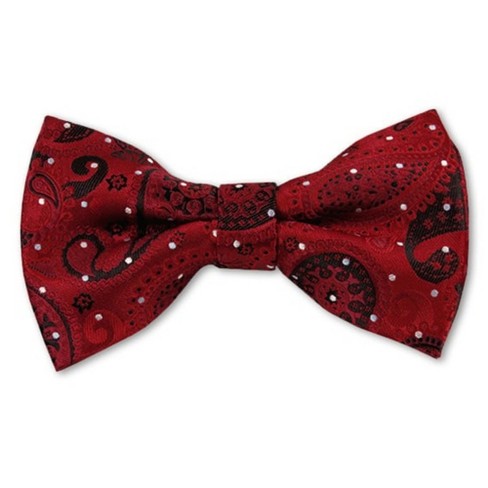 Men's Red, Black And Crimson Paisley Color 2.75 W And 4.75 L Inch Pre-Tied  adjustable Bow Tie