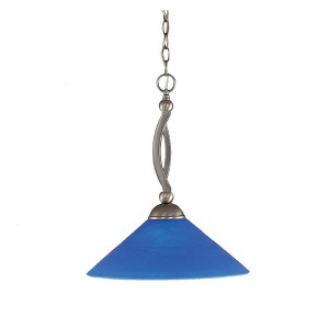 Toltec Lighting Bow 1 - Light Pendant in  Brushed Nickel with 16" Blue Italian Shade - 1 of 1