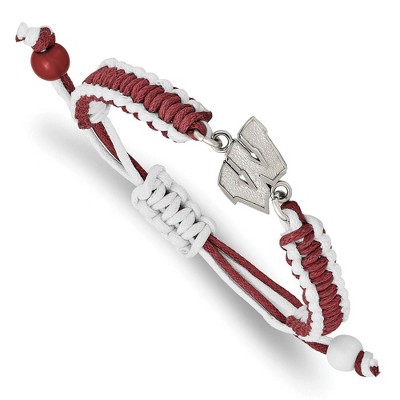 Black Bow Jewelry Stainless Steel Wisconsin Badgers NCAA charm Bracelet 9 Inch