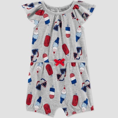 Image of Baby Girls' Summer Print Romper - Just One You® made by carter's Gray/Red