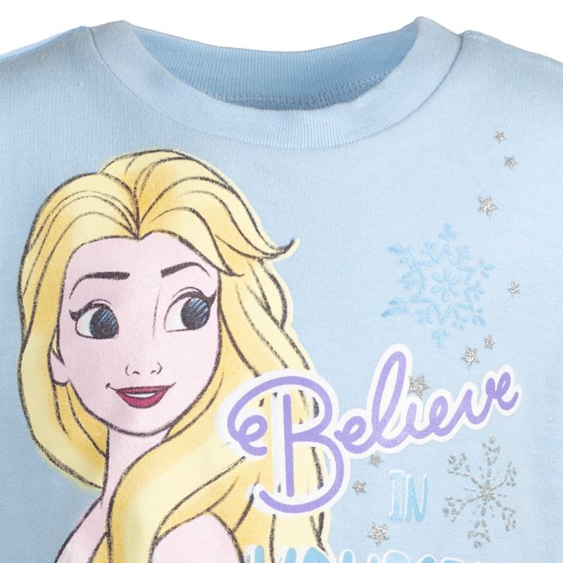 Disney Frozen Elsa Anna Moana Princess Rapunzel Jasmine Belle Girls French Terry Dress Toddler, 4 of 8