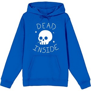 Halloween Cartoon Skull Dead Inside Long Sleeve Adult Hooded Sweatshirt - 1 of 3