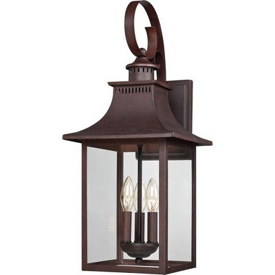 Copper Bronze Dimmable Outdoor Lantern with Clear Glass Panels