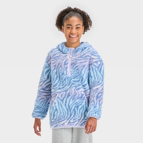 Girls' Fleece 1/2 Zip Pullover - All In Motion™ Blue Xs : Target