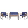 Costway 4pcs Patio Acacia Wood Chair Table Loveseat Cushioned Furniture Set Outdoor Navy - 4 of 4