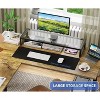 Simple Trending Dual Monitor Stand Riser, Tempered Glass Computer Desk Organizer with Mouse Pad for Laptop, iMac, TV, Black - 2 of 4