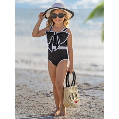 Mia Belle Girls Sun-Kissed Elegance Statement Bow Black One Piece Swimsuit Mia Belle Girls, Black, 7-8 — фото 3