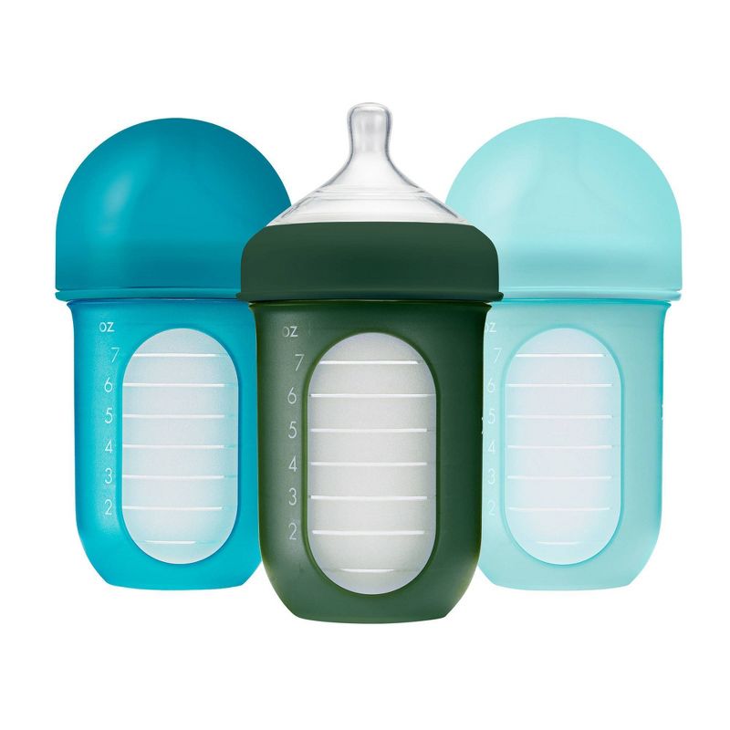 Boon Nursh Silicone Baby Bottles with Collapsible Silicone Pouch - 8 fl oz/3pk, 1 of 15