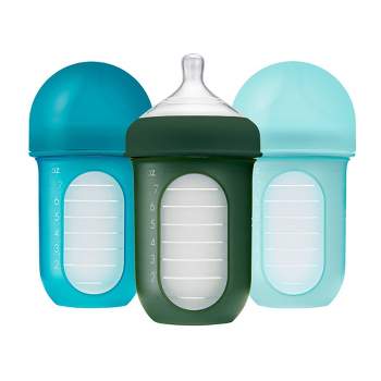Boon Nursh Silicone Baby Bottles with Collapsible Silicone Pouch - 8 fl oz/3pk