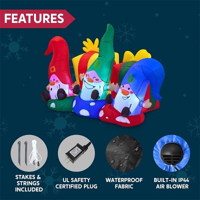 Festive 6 FT Inflatable Christmas Gnomes with LED Lights