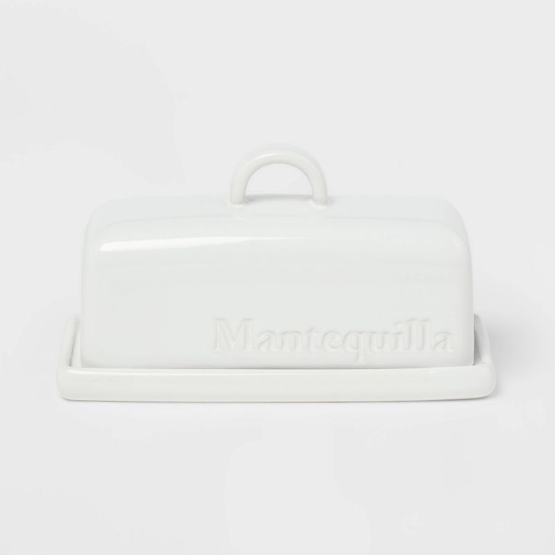 Stoneware Hand Lettered Mantequilla Butter Dish - Threshold&#8482;, 1 of 5