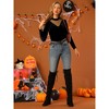 INSPIRE CHIC Women's Casual Velvet Long Sleeve Choker Neck Heart Dots Mesh Panel Top - 3 of 4