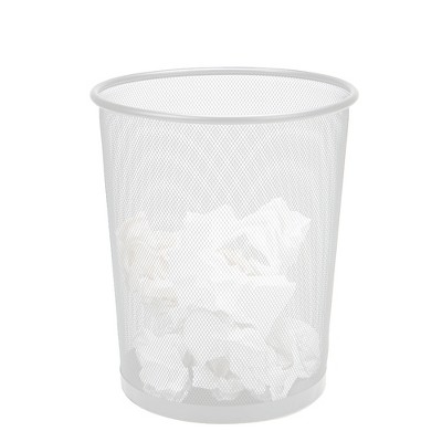 White Stainless Steel Mesh Office Trash Can