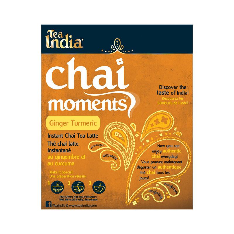 Tea India Chai Moments Ginger Turmeric Chai Tea Instant Latte Mix with 10 Sachets Pack of 6, 2 of 6
