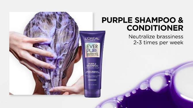 L'Oreal Paris EverPure Sulfate Free Purple Shampoo for Colored Hair, 2 of 17, play video
