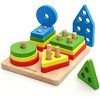 Wooden Sorting and Stacking Toy, Shape and Color Matching Puzzle for Fine Motor Skill Development - 4 of 4