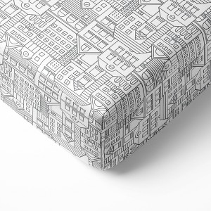 Bacati - Cityscape Gray on white background 100 percent Cotton Universal Baby US Standard Crib or Toddler Bed Fitted Sheet - 1 of 4