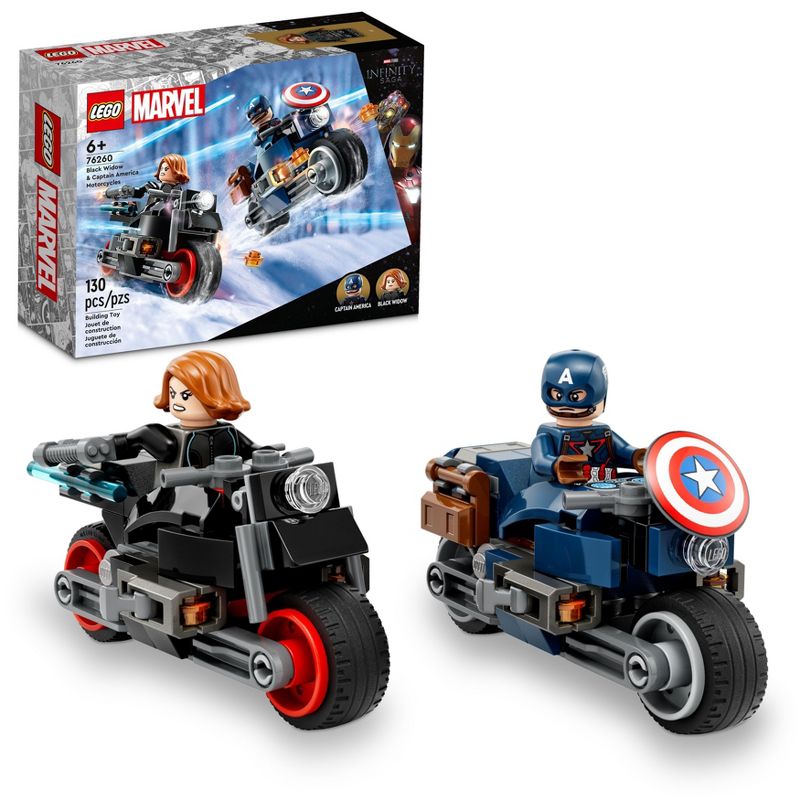 LEGO Marvel Black Widow &#38; Captain America Motorcycles Playset 76260, 1 of 8