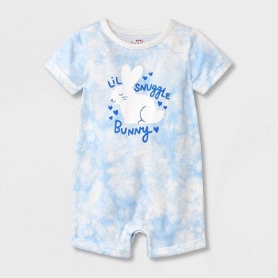 Image of Baby Boys' Bunny Short Sleeve Romper - Cat & Jack™ White 0-3M