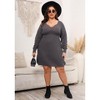 Women's Color Pullover Knitted Sweater Fashion Casual Lantern Sleeve Sweater Dress - 4 of 4