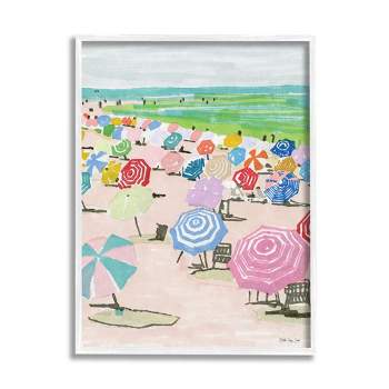 Stupell Industries Pastel Umbrella Filled Beach Watercolor Landscape