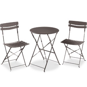Best Choice Products 3-Piece Small Bistro Set, Folding Patio Furniture Set of 2 Chairs and Table - 1 of 4