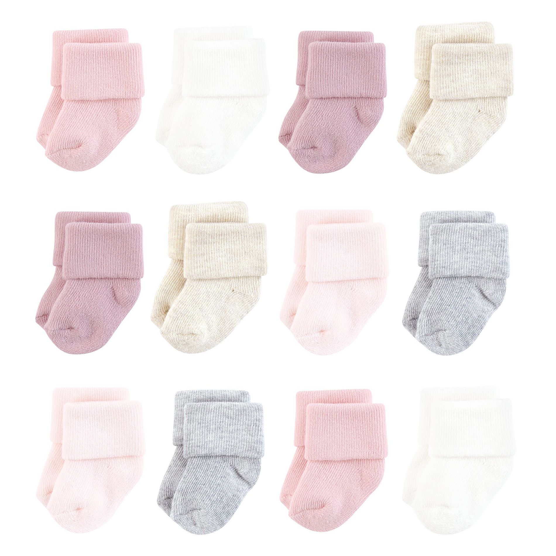Hudson Baby Unisex Cotton Rich Newborn and Terry Socks, Mauve Neutral, 0-6 Months