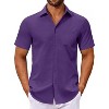 COOFANDY Men's Button Down Shirts Short Sleeve Casual Dress Shirts Untucked Summer Shirt with Pocket - 2 of 4