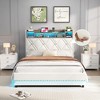 Lift Up Platform Bed Frame with Storage Headboard, LED Light & Charging Station - 3 of 4