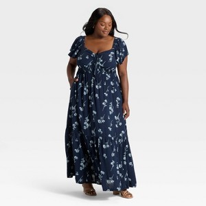 Women's Flutter Short Sleeve Maxi Empire Waist Dress - Ava & Viv™ - 1 of 3