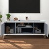 47" Modern Glam Silver Mirrored TV Stand for 50 Inch TV,Media Console with Sparkling Diamond Shap Crystal Doors and Open Storage-Baofuwish - 3 of 4