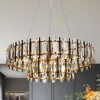 LNC Noctiflorous Modern   Luxury Drum Crystal Chandelier, Gold ,24.4in/32.3in/40.7in - 2 of 4