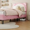 Twin Bed Frame for Kids, Upholstered Platform Bed Frame with Adjustable Headboard & Led Light, Wooden Slats Support, No Box Spring Needed - 2 of 4
