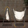 DSVIMOY Patio Hammock Chair with U Shape Stand, Outdoor Hammock Swing Hanging Lounge Chair with Side Pocket, Black&Cream White, 51.2"*35.4"*63" - 4 of 4