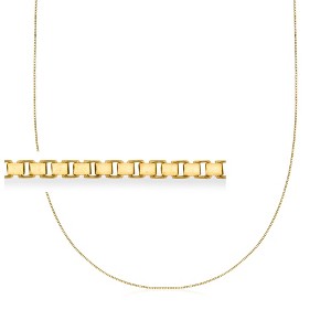 Ross-Simons 0.7mm 10kt Yellow Gold Adjustable Box-Chain Necklace Size - 1 of 3