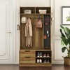 LOVMOR Hall Tree with 6 Hooks, Coat Hanger, Entryway Bench, Storage Bench for Entrance, Hallwa - 4 of 4