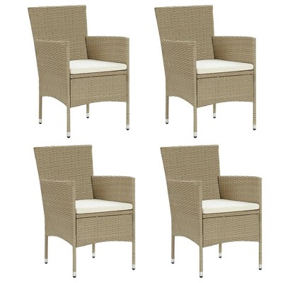 VidaXL Patio Dining Chairs 4 pcs Poly Rattan Beige