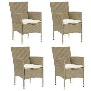 VidaXL Patio Dining Chairs 4 pcs Poly Rattan Beige - 1 of 4