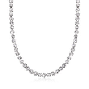 Ross-Simons 13.00 ct. t.w. CZ Halo Tennis Necklace in Sterling Silver - 1 of 3